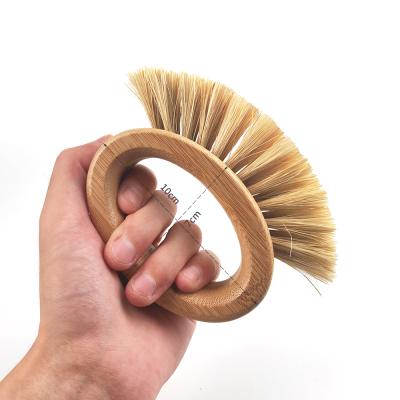 China Sustainable Eco Annular Kitchen Handle Wooden Utensils Dish Fruit Vegetable Scrub Cleaning Brush for sale