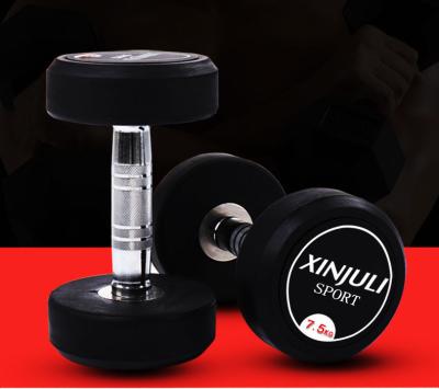 China Universal Men's Round Head Rubberized Electroplating Professional Fitness Dumbbells Home Gym Equipment Dumbbells for sale