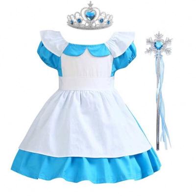 China 100% White 100% Cotton 2-6Year Baby Girl Strap Dress Infant Alice Kids Luxury Snow Costumes Dressing Up Dresses DGHC-029 for sale