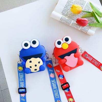 China Lovely Cartoon Silicone Kids Girls Mini Coin Purse Lovely Sesame Street Change Pocket Chic Monster Wallet Biscuit Waterproof Zipper Pouch for sale