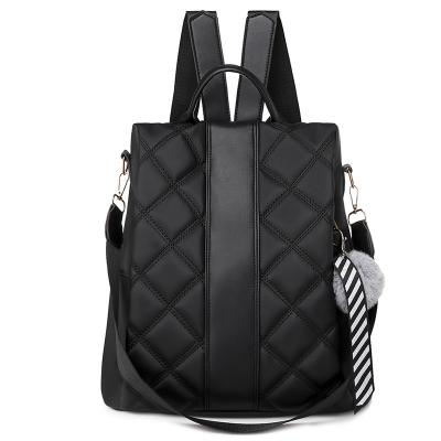 China PU Backpacks Waterproof Black Leather Waterproof Rise Laptop Bags Two Shoulder Straps Grid Lattice Fashion Sneaker Backpack for sale