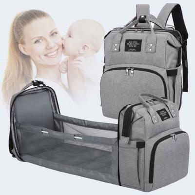 China With USB Warm Waterproof Maternity Nursing Backpack Travel Crib Mommy Diaper Nappy Diaper Bag Foldable With Bed Cradle for sale