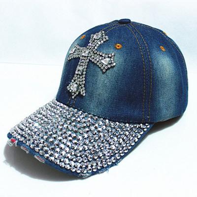 China Dda155 hot sale JOINT Shinny the hot drilling Luxury Bling Diamond Cross Jean Baseball Hat Baseball Hats Fashion cowboy rhinestones for sale