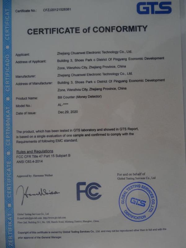 FCC - Zhejiang Chuanwei Electronic Technology Co., Ltd.