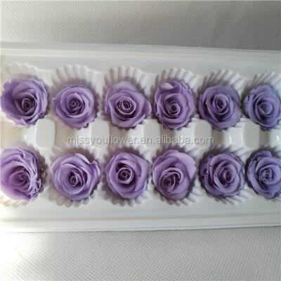 China Wholesale home decoration 3-4 cm preserved roses purple color unwithering roses on sale for sale