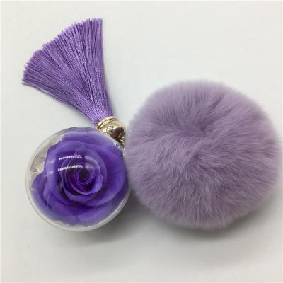 China Wholesale Hanging Decoration Violet Color Preserved Flower Eternal Ball Roses Roses Key Chain On Sale for sale