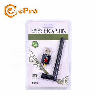 China Mini USB Wifi 150Mbps Receiver Dongle USB2.0 Wifi Adapter Desktop Wireless Network Cards For Laptop PC Computer TV Mini Desktop Box for sale