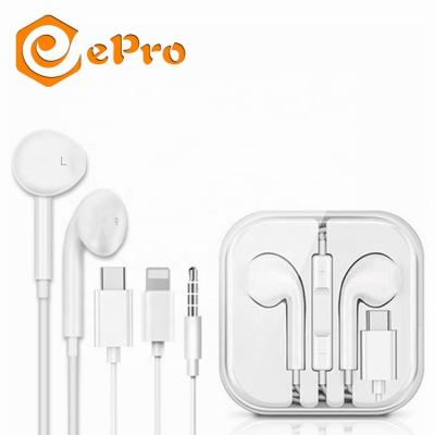 China In-Ear Lighting/3.5mm/Type C/USB-C Headphones with Cable Control Microphone In-Ear Earphone for Apple iPhone iPad Samsung Android IOS for sale