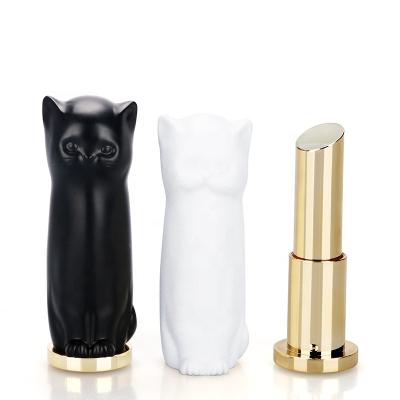 China Custom Stock 100pcs 11.1mm Cat Shape Lipstick Containers And Lipstick LZ Pack Filling Packaging Logo Matte White Black Lipstick Tubes for sale