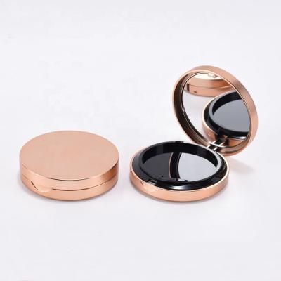 China Recycled Materials LZ Package 100pcs Private Label Rose Gold Empty Single Layer Stock Custom Blusher Palette Round Magnet Powder Compact Case With Puff for sale