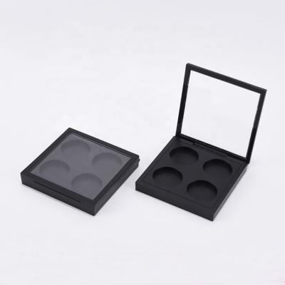 China Materials LZ Low MOQ 100pcs Recycled Matte Black Eye Shadow Magnet Diameter 27mm Square 4Colors Blusher Palette Packing Powder Compact Case for sale