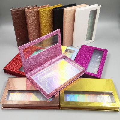 China LZ Logo Eyelash Case Eyelash Boxes Custom Made Luxury Natural 3D Glitter Window 5pairs Eyelashes Package Box With Tray for sale