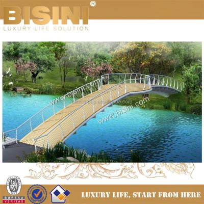 China Half Moon Shaped Steel Structure Bridge Small Bridge, Scenic Spot Pedestrian Bridge, Anticorrosive Wooden Foot Bridge With Steel Guardrail (BF08-Y10020) for sale