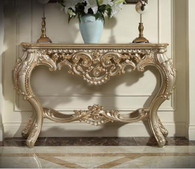 China BISINI Solid Wood Carving Champagne Gold Console Table for sale