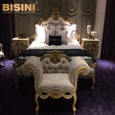 China Bisini European Classic Royal Gold Crown Princess Wooden Button Adorned Bed Wedding Queen For Adult - BF07-30044 for sale