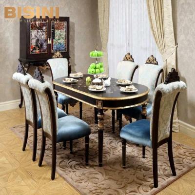 China Durable Bisini Birch Wood in Drak Red Color Furniture Royal High End Dining Table and Chair Sets BF07-10091 for sale