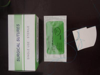 China USP 3/0 non-absorbable nylon suture 90cm with round bodied needle for sale