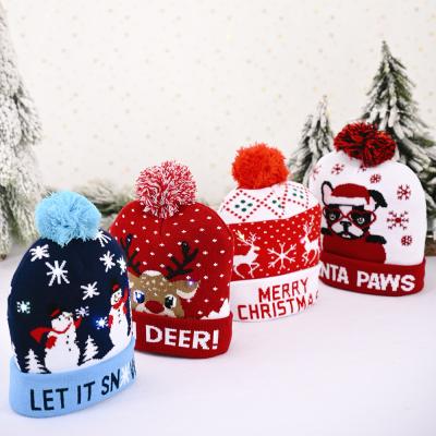 China 2021 COMMON Hot Funny LED Light Beanie Decoration Products Baby Kids Christmas Hat For Adults Children for sale