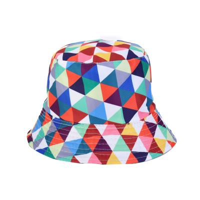 China Custom Printed Colorful Pure Cotton Barred Bucket Hat Over The Bucket Hats for sale