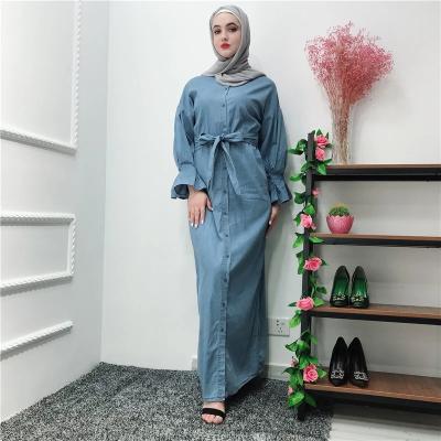 China 2019 Wholesale Price New Arrival Anti-wrinkle Muslim Women Dress Malaysia Denim Abaya Islamic Clothing for sale