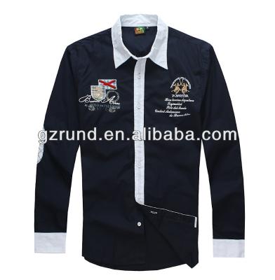 China Anti-pilling Newest Custom Cotton Embroidered Mens Dress Shirt Manufacturer for sale