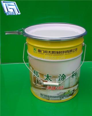 China Corrosion Resistance 18L Metal Tin Bucket Pack With Circle Lid / Lock Ring Lid And Metal Handle for sale