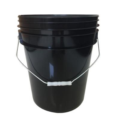 China Shipping And Storage Cheap 5 Gallon Black Plastic Container Bucket With Print for sale