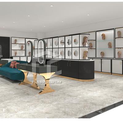 China Best Customized Luxury Interior Design Wig Shop Display Furniture Wigs Hair Shop Interior Design Hair Display Fixtures Manufacturing for sale