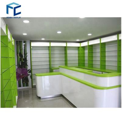 China MDF Pharmacy Cabinet Shelves Design Custom Pharmacy Rack Shelf Pharmacy Medical Shelves for sale