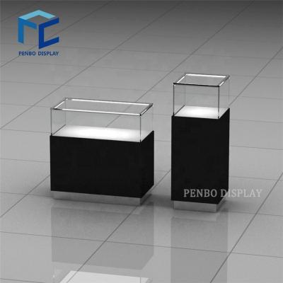 China Modern Retail Wooden Smoke Shop Fixture LED Glass Show Lockable Jewelry Display Counter Showcase for sale