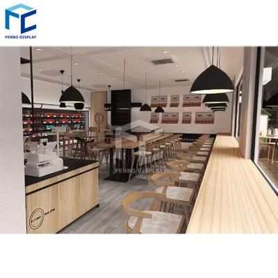 China Coffee shop interior design glass display cabinet decoration cabinets store bar furniture design modern environment-friendly cafe counter for sale