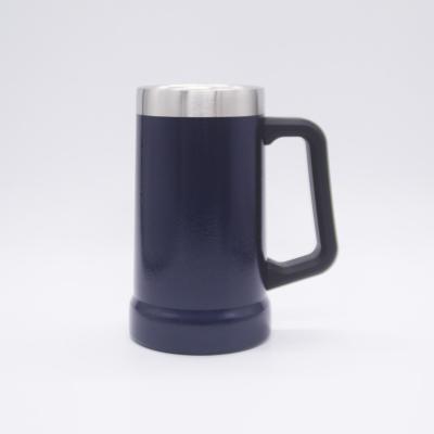 China Wholesale Disposable Double Wall Stainless Steel Thermoses Chance Big Handle Beer Mug Heat Preservation Beer Mug With Handle for sale