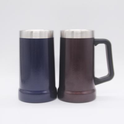 China Stainless Steel Adventure Disposable Double Wall 700ml Large Handle Beer Mug Heat Preservation Beer Mug With Handle for sale