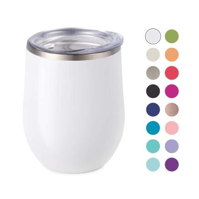 China Wholesale Disposable 12oz Sublimation Wine Tumbler Double Wall Vacuum Stainless Steel Wine Cup Slide Lid for sale