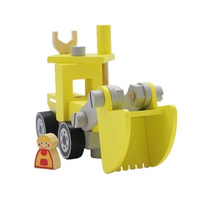 China Safety Toy Excavator ABS Wooden Free Disassembly and Assemble Training Practical Capacity for Children's Best Gift for sale