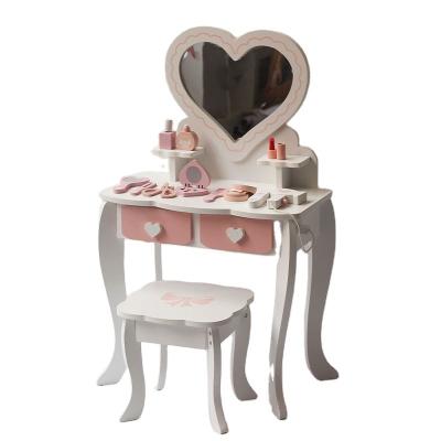 China Toy Makeup Set New Wooden Cosmetic Fashion Dresser Role Play Pretend Makeup Best Girl Gift for sale