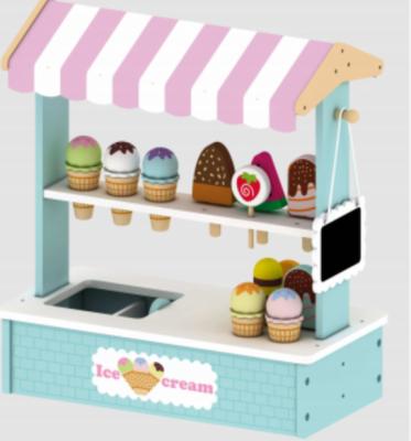 China Pretend Play Toy Set Wooden Cute Mini Ice Cream Toys With Accessories Kids Pretend Kitchen Play House Experience Selling Happiness for sale