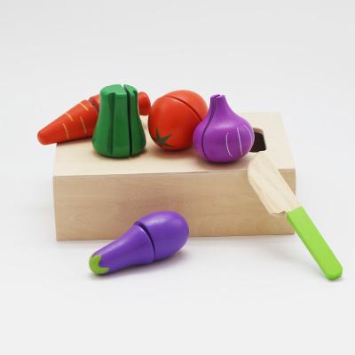 China Wooden Toys Children's Food Kitchen Play Cut Fruit Toys Toddler Pretend Vegetables Can Be Gift Sticky Girl Boy Educational Toys for sale