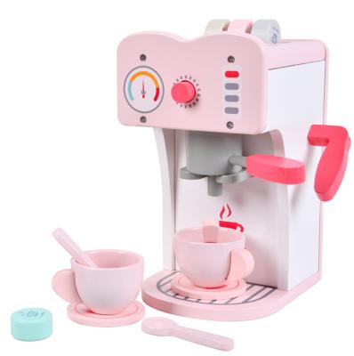 China Pretend Play Toy Set New Hot Selling Pink Wooden Coffee Machine Toys Stimulate Ability Practical Children's Toys for sale