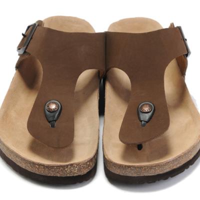 China New Arrival Lightweight Women Men's Cork Foot Sandals Comfortable Soft Leather Bed Sandal Summer Classic Cow Outdoor Slippers for sale