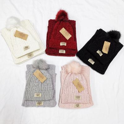 China Medium Scarf And Hat Sets Kids Women Customized Simple Fur Winter Scarf Hat Set for sale