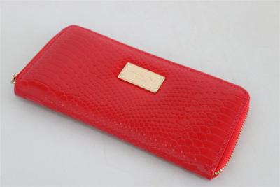 China Red Lady Women Zip Pouch Wallet Pu Fashion Phone Card Handbag Metal Badge for sale