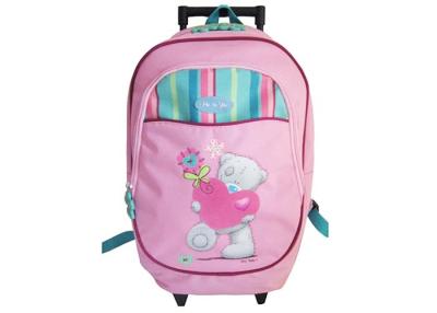 China Pink Me To You Kids Toddler School Bag Trolley Plush Rolling Backpack for sale