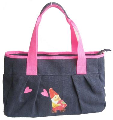 China Durable Canvas Hand Tote Shopping Bag Navy Pink School Shopper Medium Capacity for sale