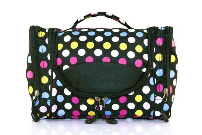 China 600D Polyester Travel Hanging Toiletry Bag With Multiple Compartments In Dots for sale