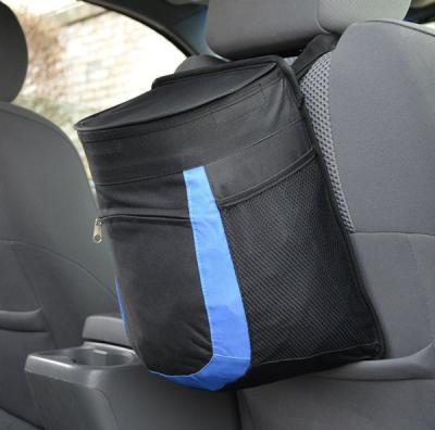 China Nylon Foldable Car Trash Bag With Bottle Holders And Extra Storage Pocket for sale