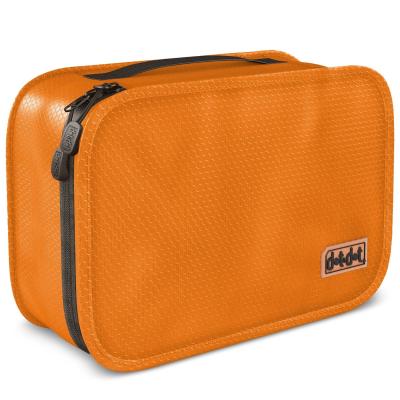 China Honeycomb Ripstop Nylon Travel Makeup Bag Orange Cosmetic Toiletry Bags for sale