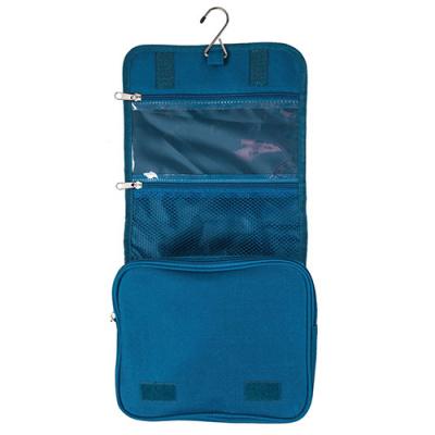 China 420d Nylon Blue Travel Toiletry Bag Hanging Two Small Zipper Pockets for sale