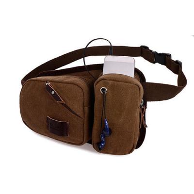 China Canvas Application Waist Belt Bags For Women With Three Zippered Pockets for sale