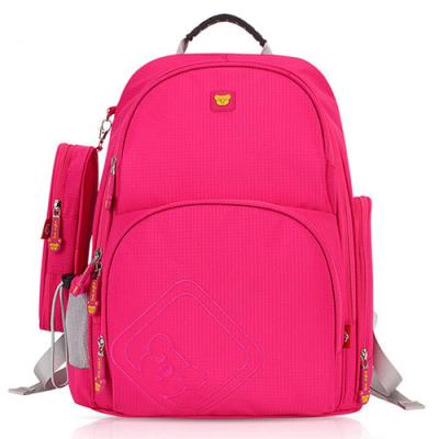 China Children Rosy Nylon Kid School Bag Customized Pattern With Padded Back Panel for sale